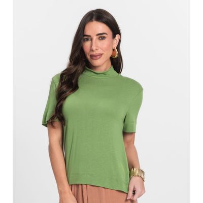 Blusa Feminina Gola Alta ViscoTrico Básica Endless Verde G / Verde