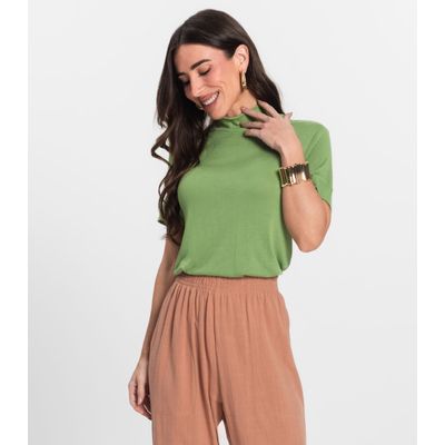 Blusa Feminina Gola Alta ViscoTrico Básica Endless Verde P / Verde