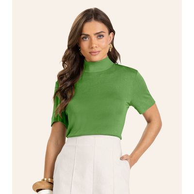Blusa Feminina Gola Alta ViscoTrico Básica Endless Verde P / Verde