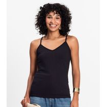 Blusa De Alça Feminina Ribana Canelada Rovitex Preto
