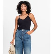 Blusa De Alça Feminina Ribana Canelada Rovitex Preto