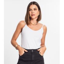 Blusa De Alça Feminina Ribana Canelada Rovitex Branco