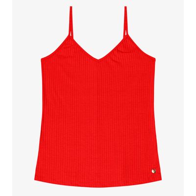 Blusa De Alça Feminina Ribana Canelada Rovitex Laranja P / Laranja