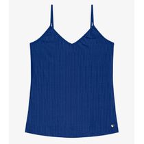Blusa De Alça Feminina Ribana Canelada Rovitex Azul