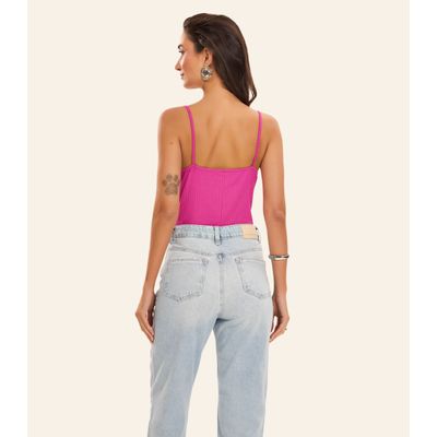 Blusa De Alça Feminina Ribana Canelada Rovitex Rosa G / Rosa
