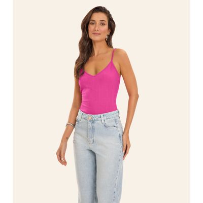 Blusa De Alça Feminina Ribana Canelada Rovitex Rosa G / Rosa