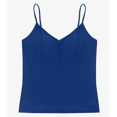 Blusa De Alça Feminina Ribana Canelada Rovitex Azul P / Azul