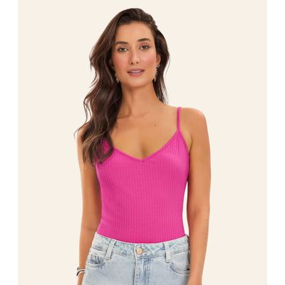Blusa De Alça Feminina Ribana Canelada Rovitex Rosa M / Rosa