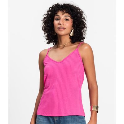 Blusa De Alça Feminina Ribana Canelada Rovitex Rosa M / Rosa