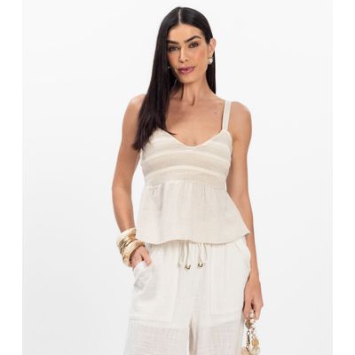 Blusa Feminina De Alça Regulável Decote V Toda Nua Bege G / Bege