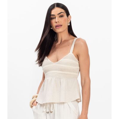 Blusa Feminina De Alça Regulável Decote V Toda Nua Bege G / Bege