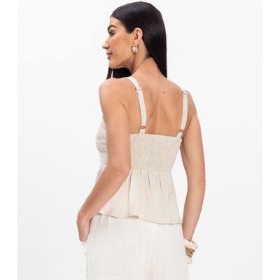 Blusa Feminina De Alça Regulável Decote V Toda Nua Bege GG / Bege