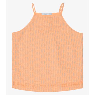 Blusa De Alça Em Tricot Endless Laranja GG / Laranja