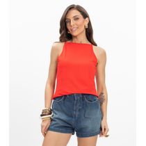 Blusa de Alça Visco Maquinetada Feminina Endless Laranja