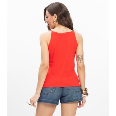 Blusa de Alça Visco Maquinetada Feminina Endless Laranja P / Laranja