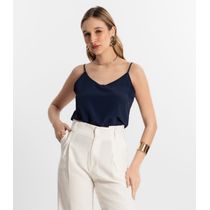 Blusa De Alça Tecido Crepe Marrocos Endless Azul