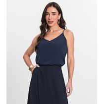 Blusa De Alça Tecido Crepe Marrocos Endless Azul