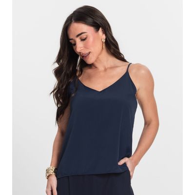 Blusa De Alça Tecido Crepe Marrocos Endless Azul G / Azul