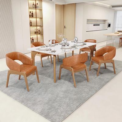Kit 02 Cadeiras de Jantar e Estar Living Estofada Lince L02 Couríssimo Camel - Lyam Decor