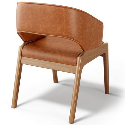 Kit 02 Cadeiras de Jantar e Estar Living Estofada Lince L02 Couríssimo Camel - Lyam Decor