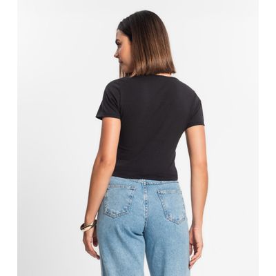 Blusa Cropped Feminina Rovitex Preto P / Preto