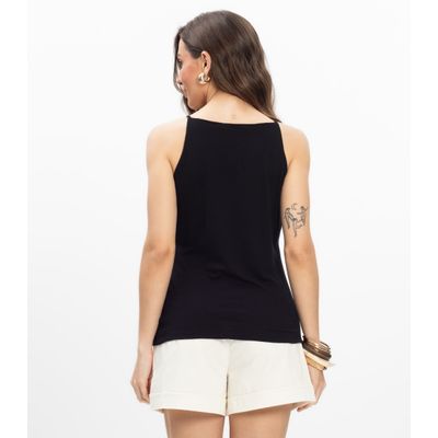 Blusa de Alça Visco Maquinetada Feminina Endless Preto M / Preto