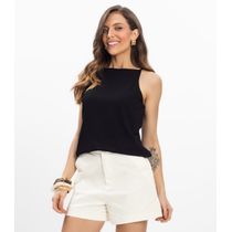 Blusa de Alça Visco Maquinetada Feminina Endless Preto