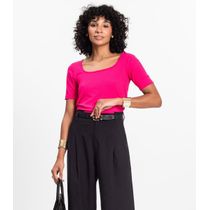 Blusa em Ribana Canelada Rovitex Rosa