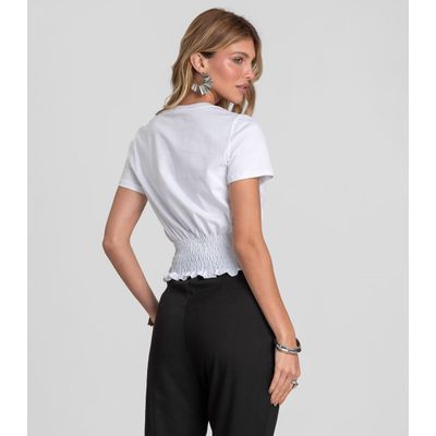 Blusa Feminina Com Lastex Dianna Branco G / Branco