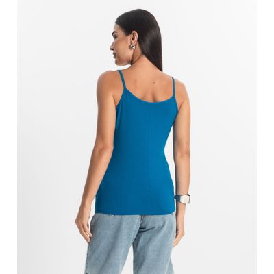 Blusa de Alça Feminina Viscotorcion Básica Rovitex Azul P / Azul