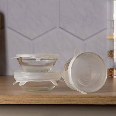 Conjunto 6 Tampas Redondas Silicone Flexível Lyor para Potes Bowls Universal