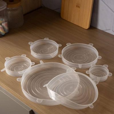 Conjunto 6 Tampas Redondas Silicone Flexível Lyor para Potes Bowls Universal