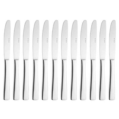 Jogo 12 Facas de Mesa Aço Inox 23,5cm Pisa Wolff Jantar Almoço Mesa Posta