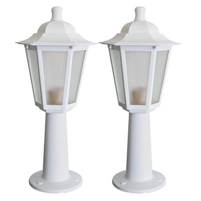 Kit 2 Postes Balizadores Branco para Muro Jardim Lente Fosca Termoplástico Grega Dital