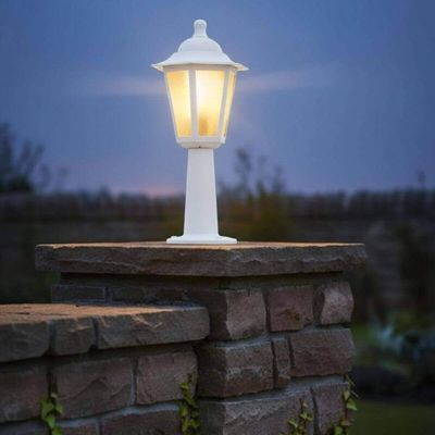 Kit 2 Postes Balizadores Branco para Muro Jardim Lente Fosca Termoplástico Grega Dital