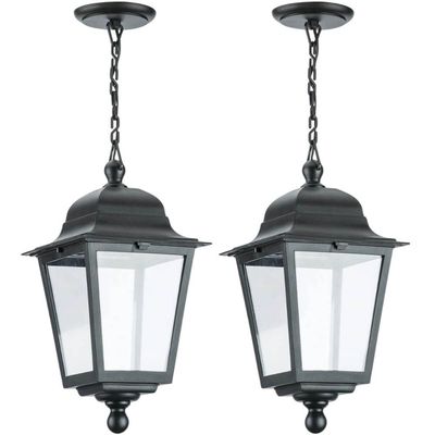 Kit 2 Luminárias de Teto 21x58cm Pendente Preto Clássico Termoplástico Bivolt Soberana Dital