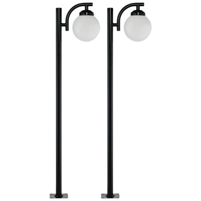 Kit 2 Postes em Alumínio SEM Globo 2m Bivolt Preto Dital Jardim Praça Luminárias Global
