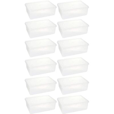 Kit 12 Caixas Organizadoras Plásticas Retangular 3,5L com Tampa Hermética Empilhável Plasvale
