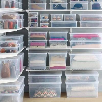 Kit 12 Caixas Organizadoras Plásticas Retangular 3,5L com Tampa Hermética Empilhável Plasvale