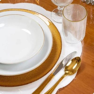 Prato para Sobremesa 19,2cm Porcelana Branca Borda Dourada Legacy Gold L'Hermitage Mesa Posta Luxo