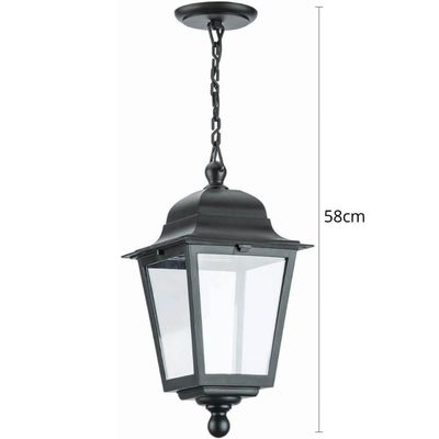 Pendente Soberana Luminária de Teto 21x58cm Lente Transparente Bivolt Preto Dital Termoplástico