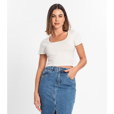 Blusa Cropped Feminina Rovitex Bege G / Bege