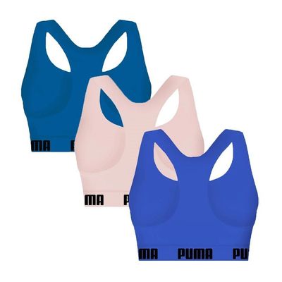Kit 3 Tops Puma Nadador Sem Costura Feminino P / Rosa e Azul