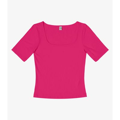 Blusa em Ribana Canelada Rovitex Rosa P / Rosa