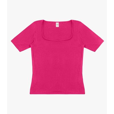 Blusa em Ribana Canelada Rovitex Rosa GG / Rosa