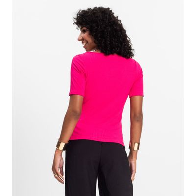 Blusa em Ribana Canelada Rovitex Rosa G / Rosa