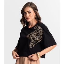 Blusa Feminina Com Bordado Endless Preto
