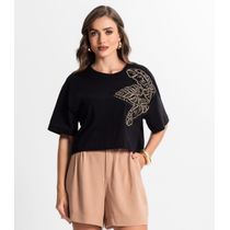 Blusa Feminina Com Bordado Endless Preto