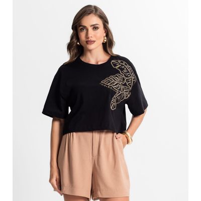 Blusa Feminina Com Bordado Endless Preto M / Preto