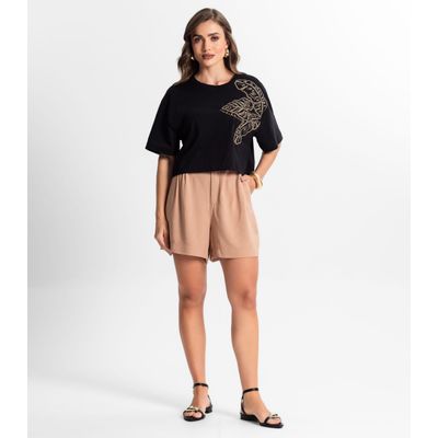 Blusa Feminina Com Bordado Endless Preto P / Preto